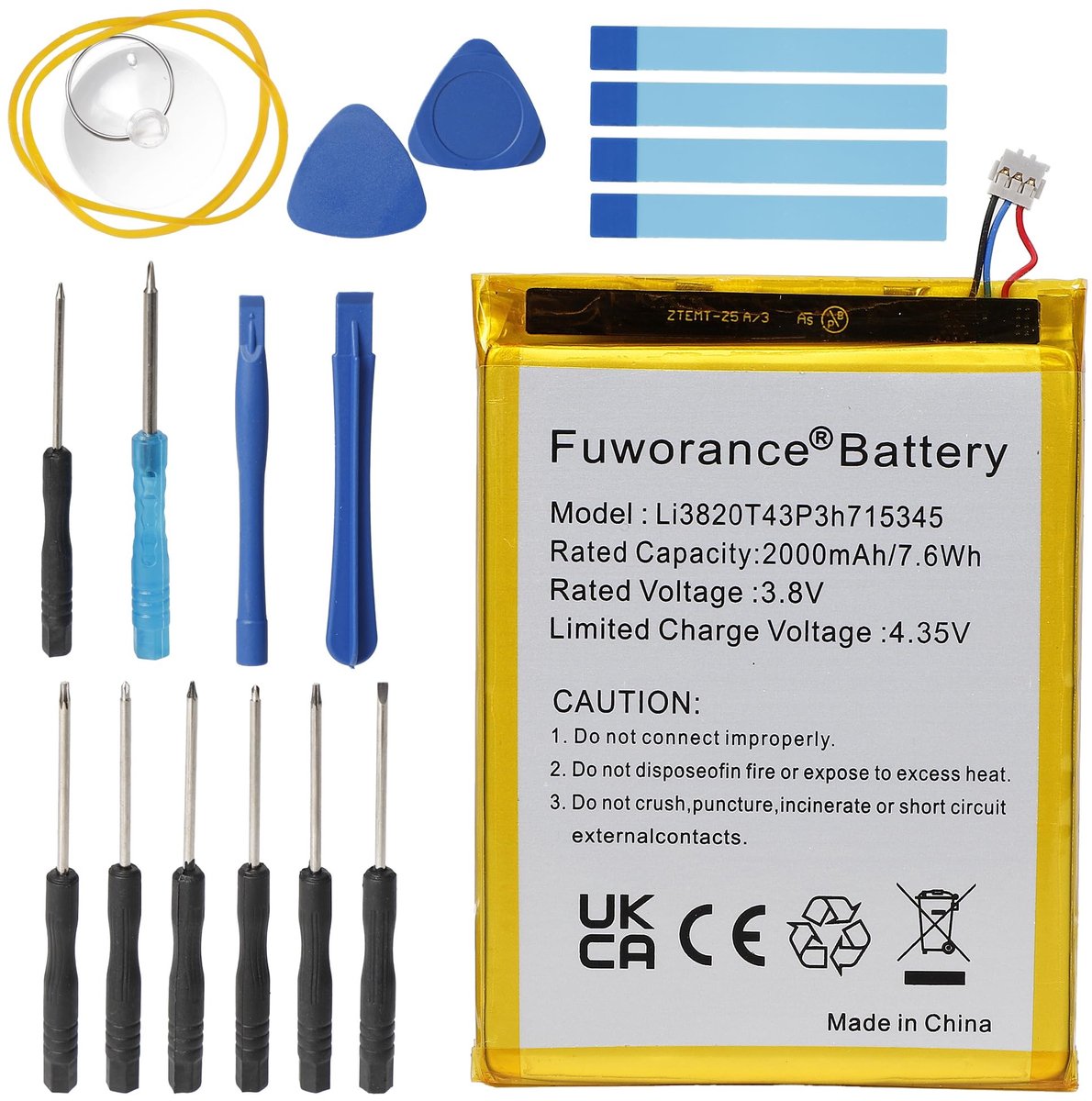 NTHProducts - 2000mAh Li3820T43P3h715345 - Oplaadbare Batterij - 3.8V - Smartphone Accu - Lithium Polymer