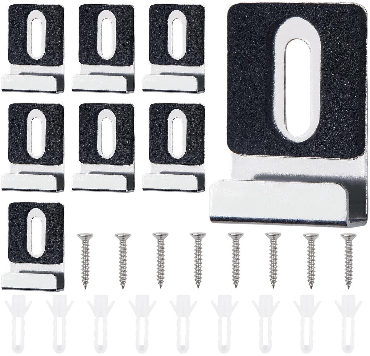 Virtubuy - Spiegelhouderclips - Roestvrij staal - Robuuste bevestiging - Frameloze spiegels - Wandtegels - 8 stuks