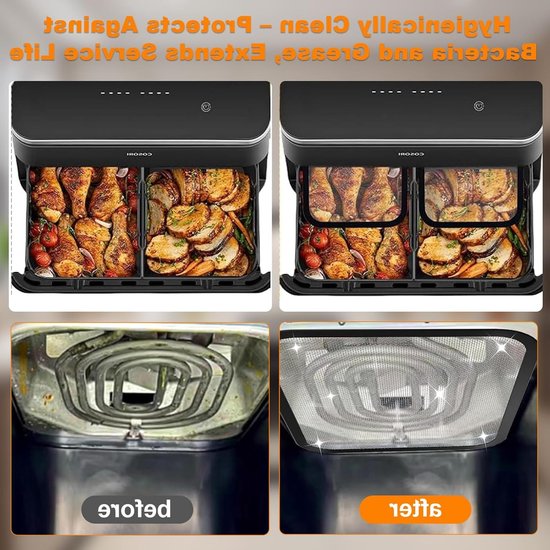 RVS Spatbescherming voor Airfryer, Fijnmazig Vetfilter, Accessoires voor Gezond Frituren en Koken, Geschikt voor Diverse Modellen — afbeelding 4