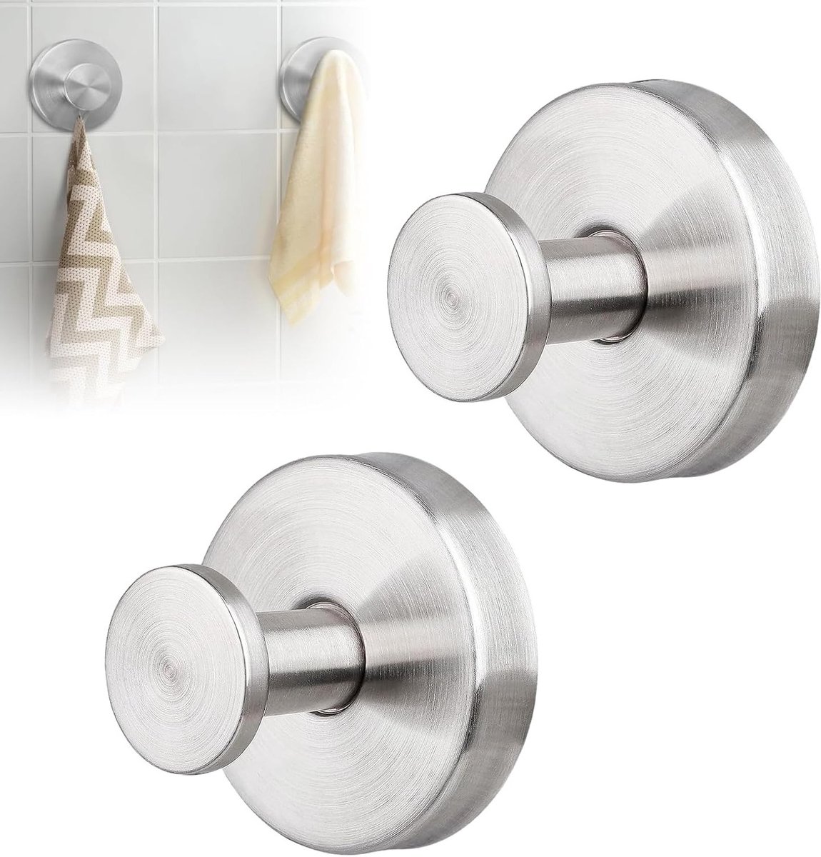 Set van 2 Zuignap Haken voor Badkamer en Keuken, Sterke Wandhaken voor Handdoeken en Badjassen, Ideaal voor Glad oppervlak