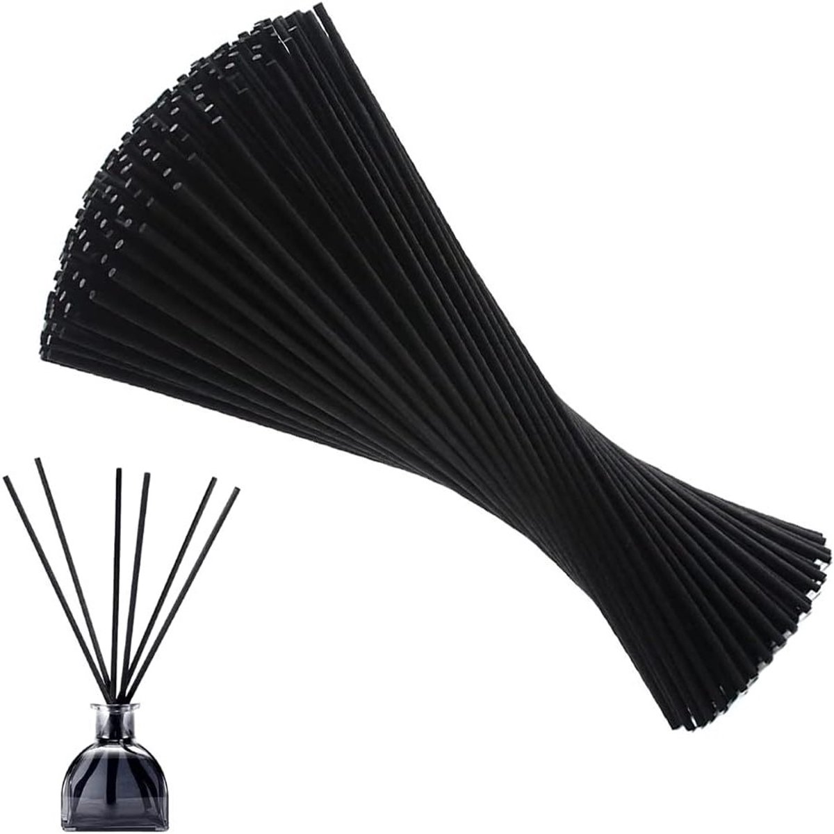 Pack van 200 Geur Sticks van Natuurlijk Riet voor Diffuser - Ideaal voor Thuis, Kantoor en Hotel (25x3mm, Zwart)