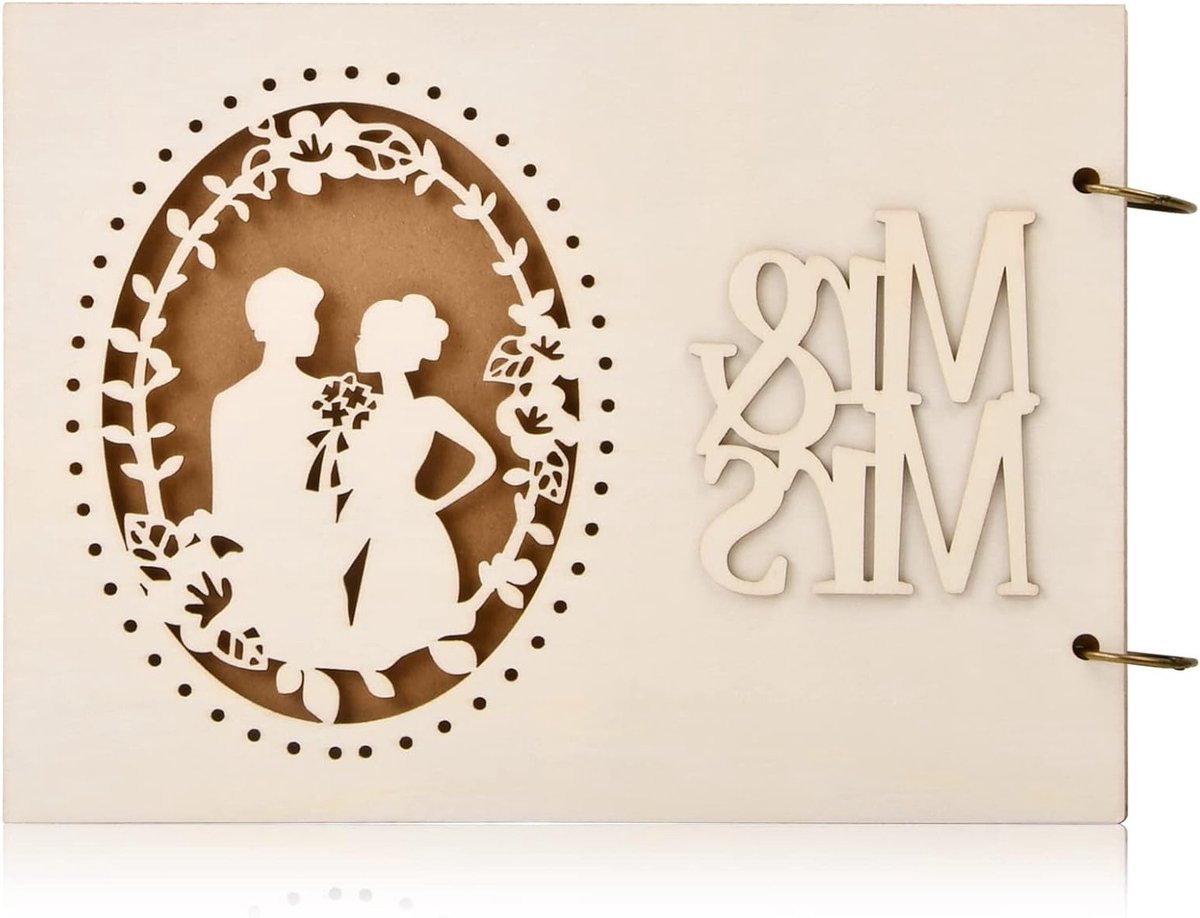 Houten Gastenboek voor Bruiloft, Vintage Decoratie, Fotoboek voor Jubilea, Persoonlijk Trouwa cadeau
