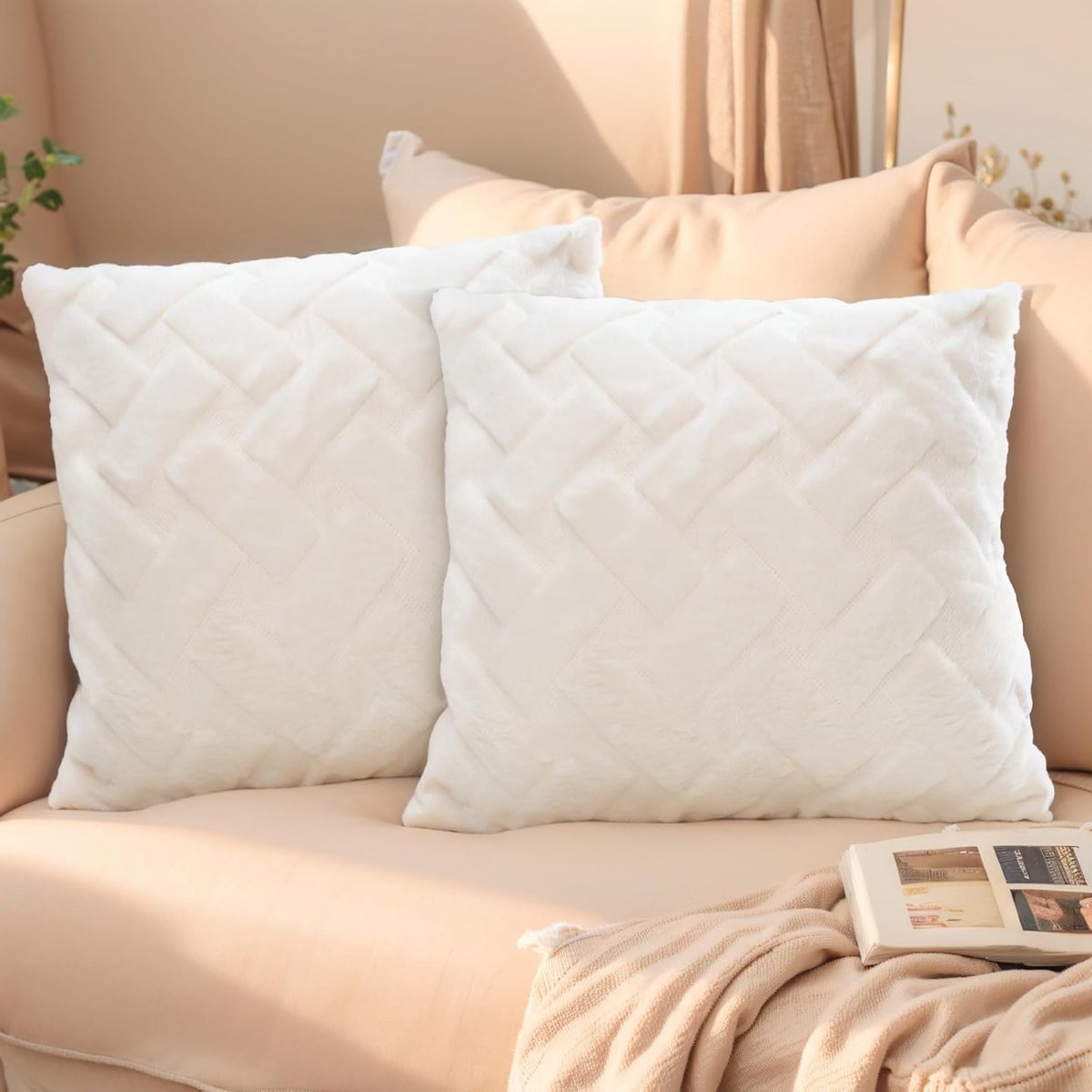 Set van 2 Kussenhoezen 40 x 40 cm van Fluweel - Zachte en Fluffy Kussenhoezen voor Bank en Slaapkamer, Perfect voor Woonkamer en Comfortabele Slaapervaring