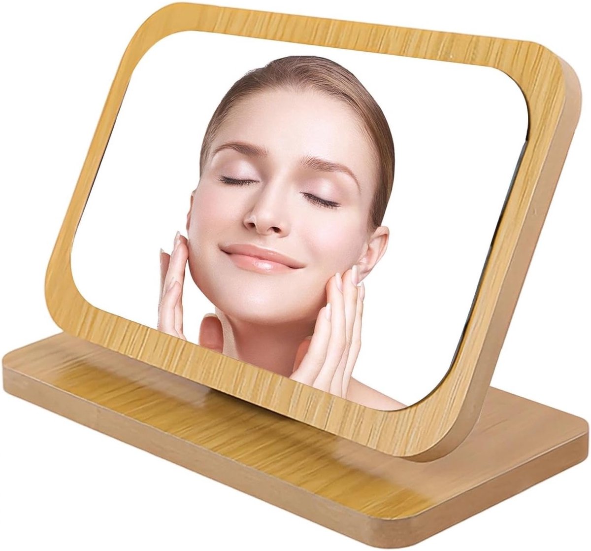 Rotatable Staande Spiegel 90°, Vouwbare Houten Spiegel voor Make-up, Slaapkamer en Kantoor Gebruik