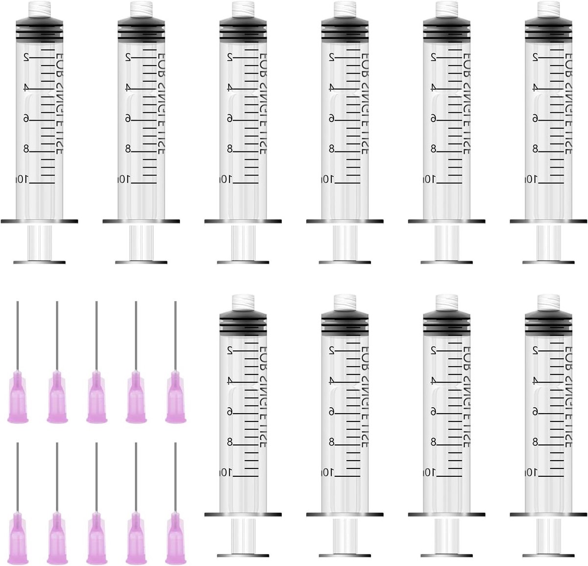 10 Stuks 10ML Spuit met Dikke Naald, Herbruikbare Plastic Doseringspuit voor Laboratorium, Huisdieren en DIY Projecten, Ideaal voor Lijm en Vloeistoffen
