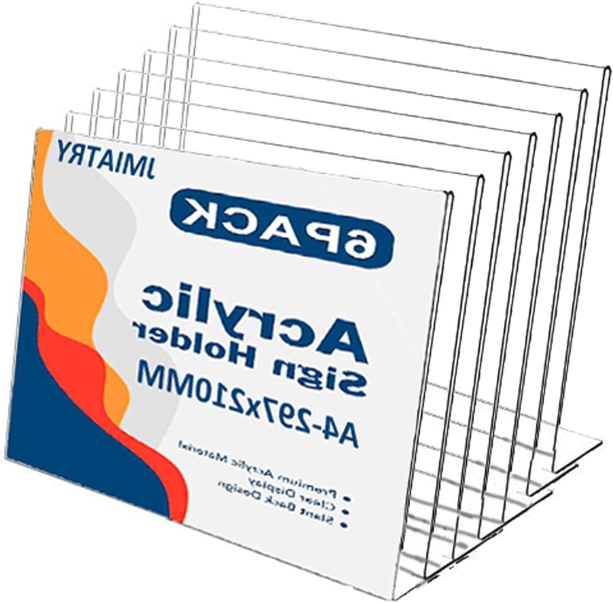 Set van 6 Transparante A4 Menuhouders van Acryl voor Bruiloften, Restaurants en Cafés