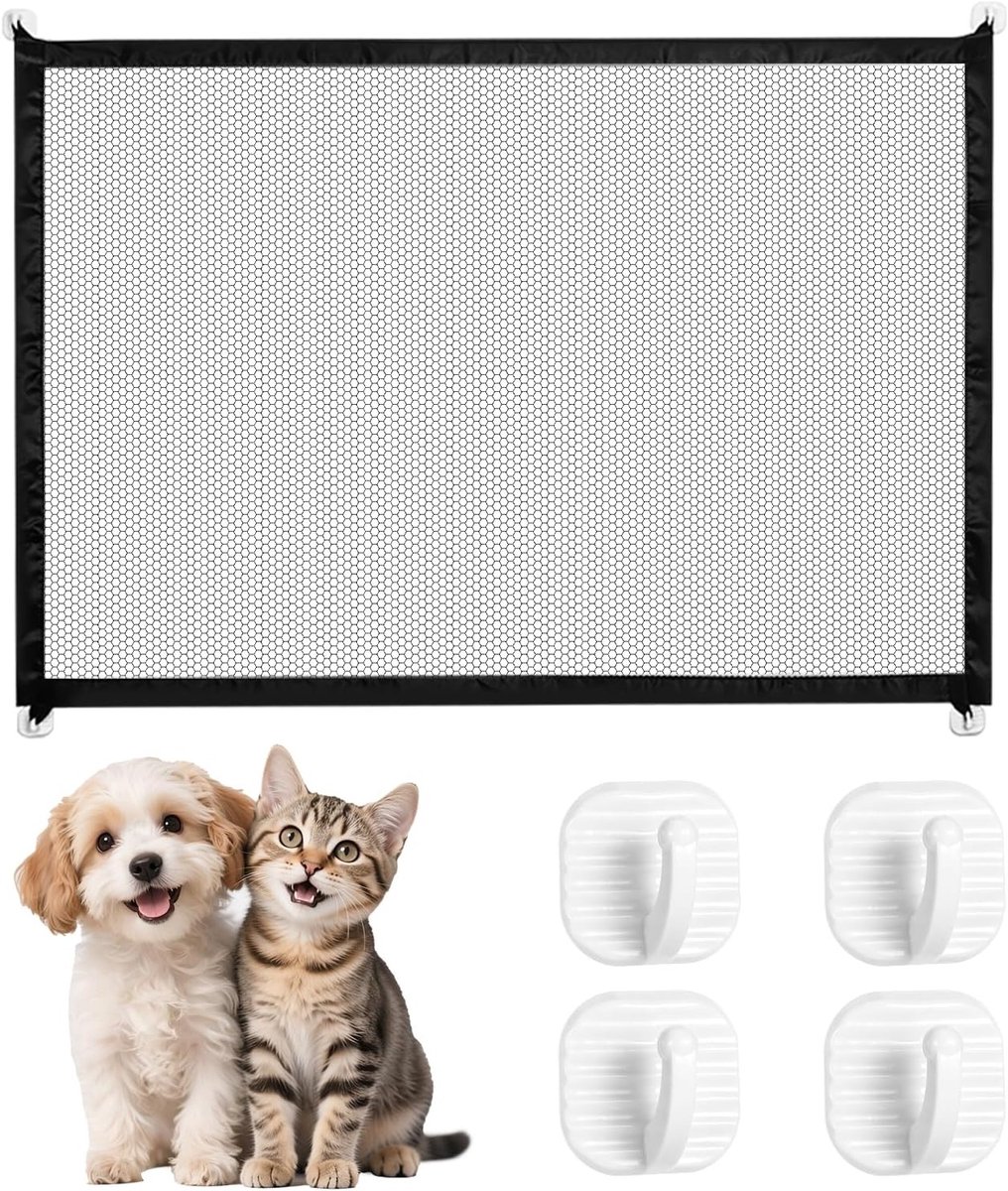 Hondenhekje voor Deuren en Trappen, Verstelbaar en Eenvoudig te Installeren, Ideaal voor Huisdieren en Puppy’s, Geschikt voor Binnen en Buiten
