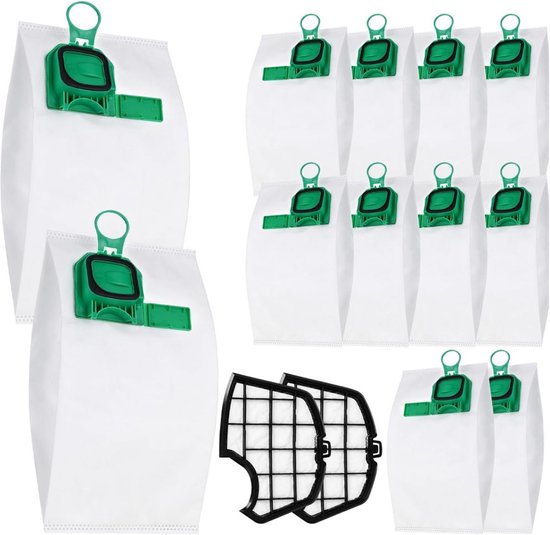 GELLDG Stofzuigeraccessoireset - 14-delige - Huishoudelijke apparaten - 12 Stofzakken + 2 Filters - Reuk- en slijtvast - Geschikt voor Vorwerk Kobold VK140 VK150 FP140 FP150 - Hoogrendement Microvezel Filterzakken