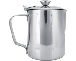 RVS Melkopschuimer met Deksel voor Latte Art - Ideaal voor Koffie, Cappuccino en Espresso (350ml)