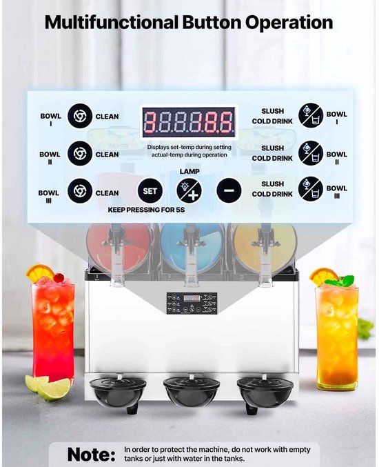 CORE Commerciële Slushmachine - Slushpuppy machine - Slush Puppy maker - 3x 15L Slushy Machine - 45L - 60x52x83cm van Merkloos — afbeelding 4