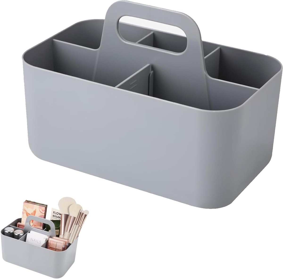 Multifunctionele Organizer Basket met Handvat, 25 x 15.2 x 17 cm, Stapelbare Plastic Opbergmand voor Make-up, Kantoor en Huishoudelijke Benodigdheden