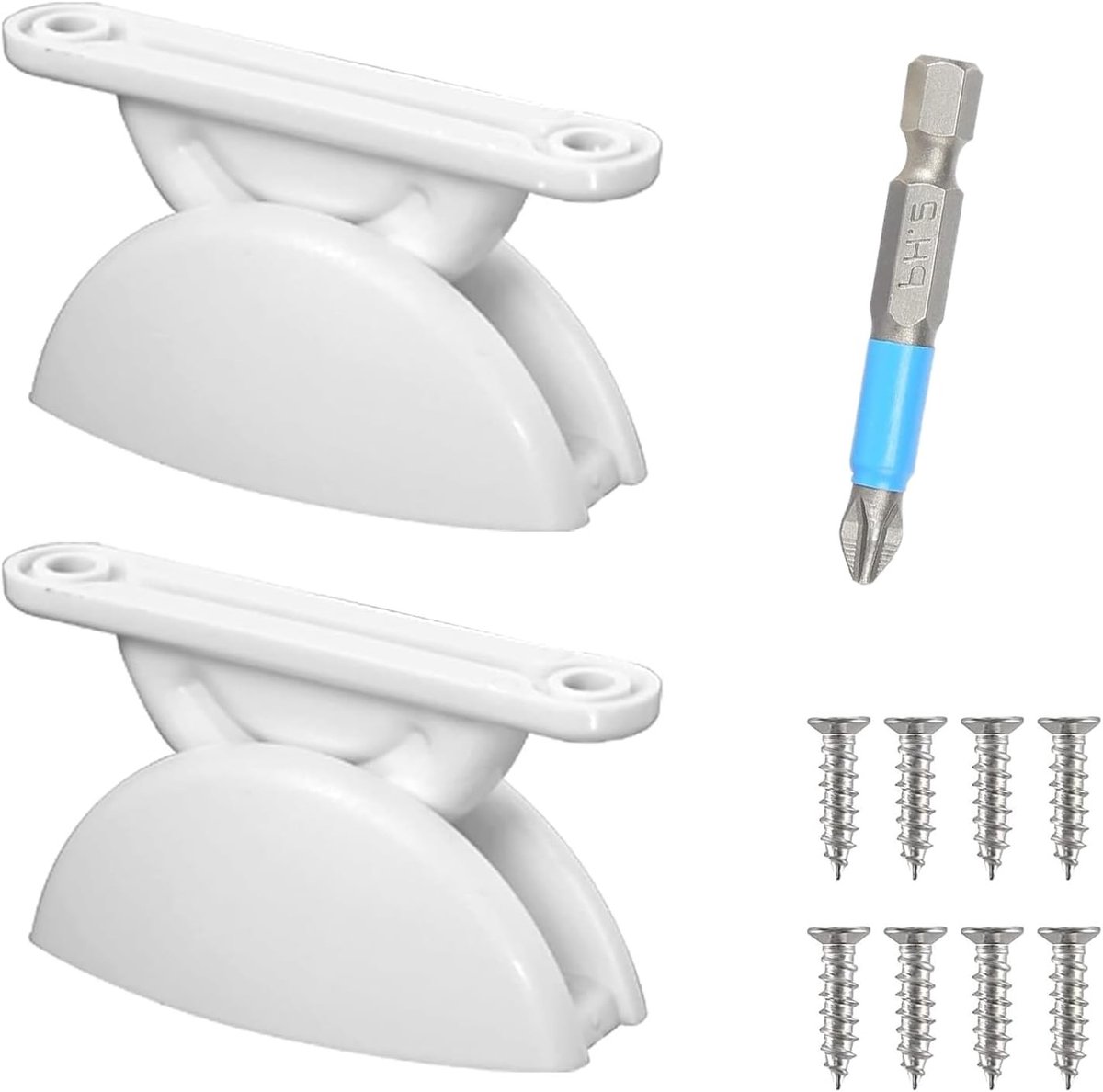 Deurvergrendelingen voor camper en caravan - Set van 2 deurhouders met schroeven, ideaal als deurstopper en deursnaper voor boot en campervan, wit