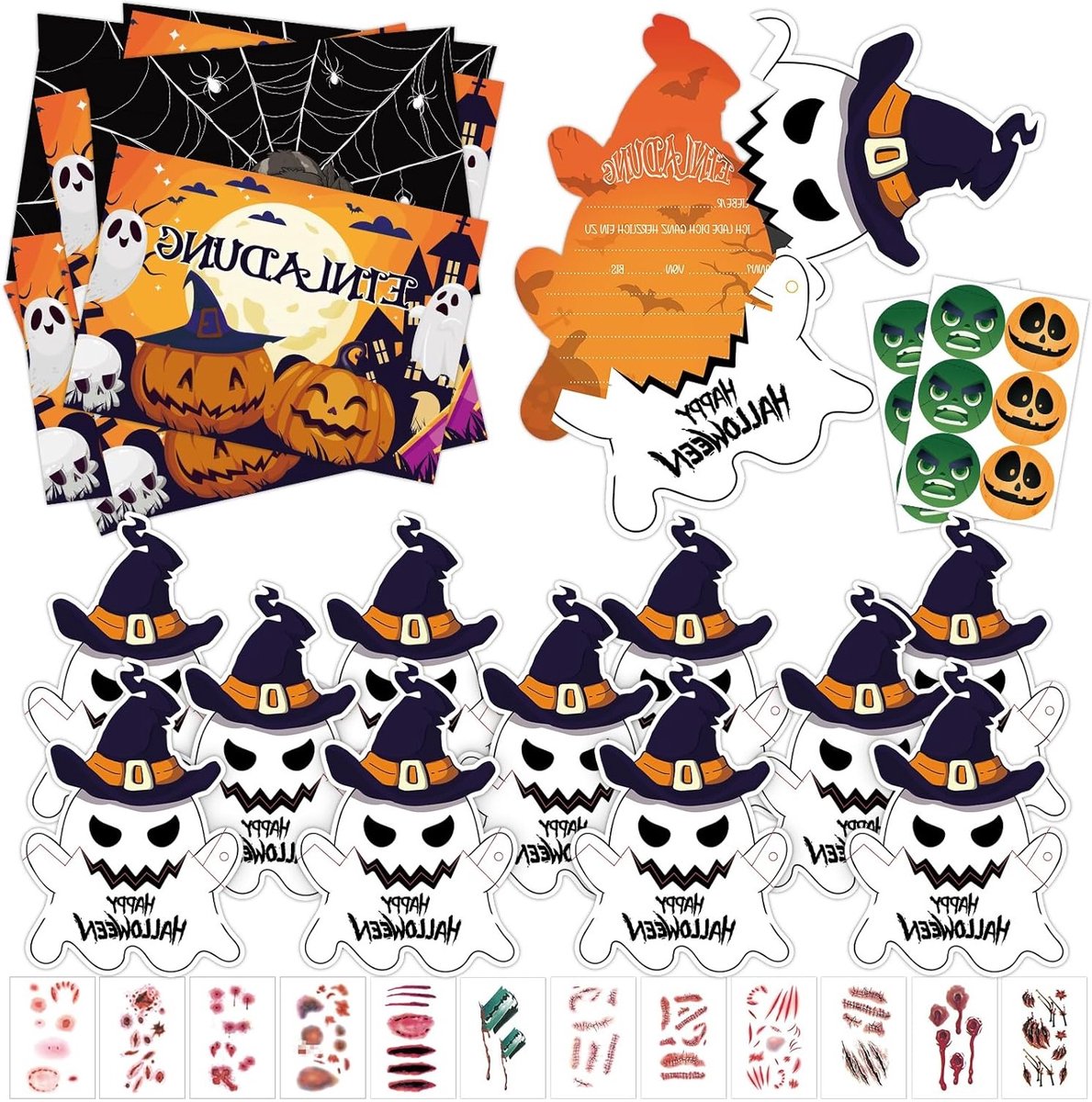 Feestelijke uitnodigingen voor kinderfeestjes - Thema kaarten voor jongens en meisjes, Halloween en meer