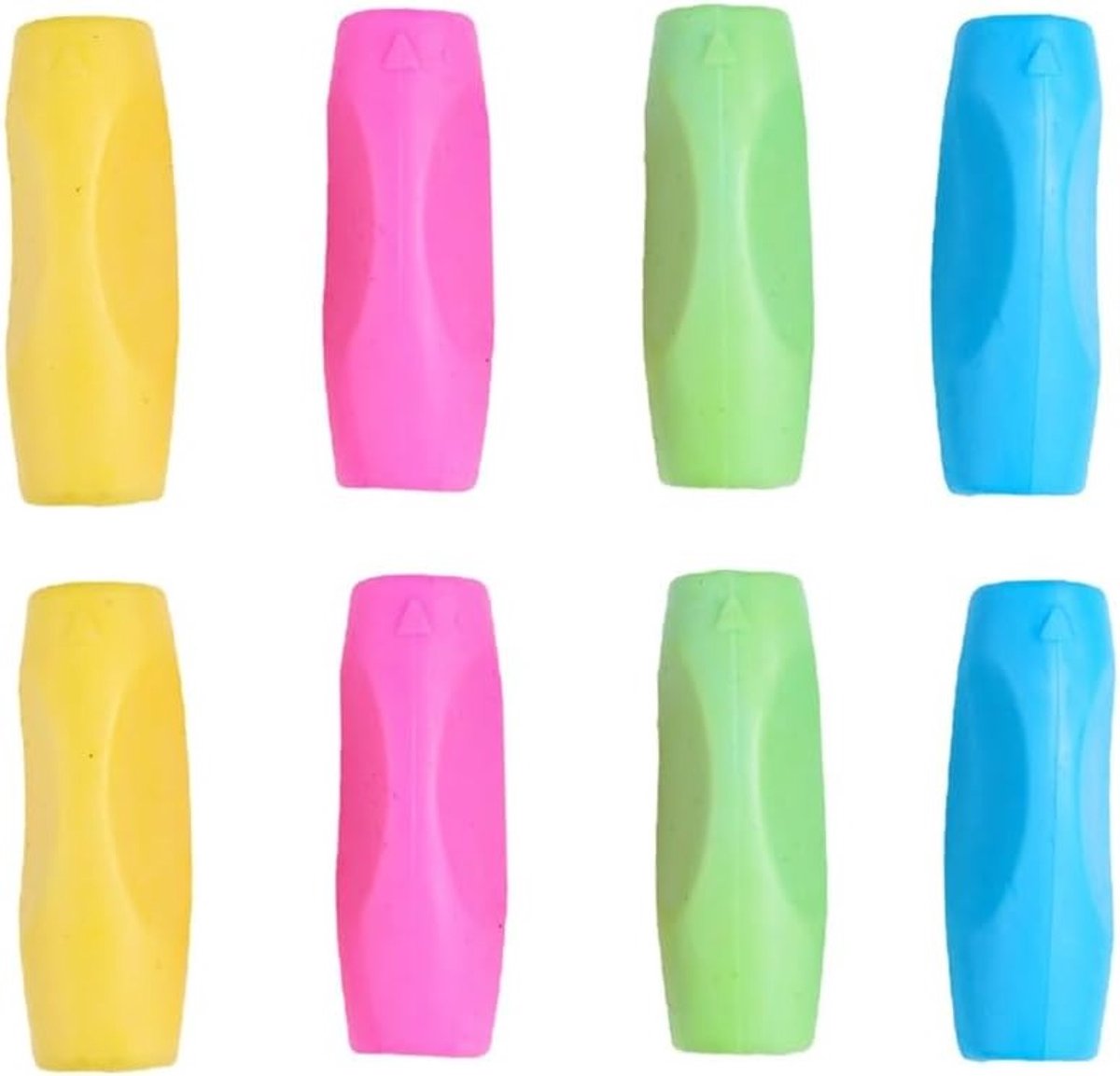 Ergonomische schrijfhulp met 8 silicone grippen voor kinderen en volwassenen, kleurrijk en geschikt voor links- en rechtshandigen