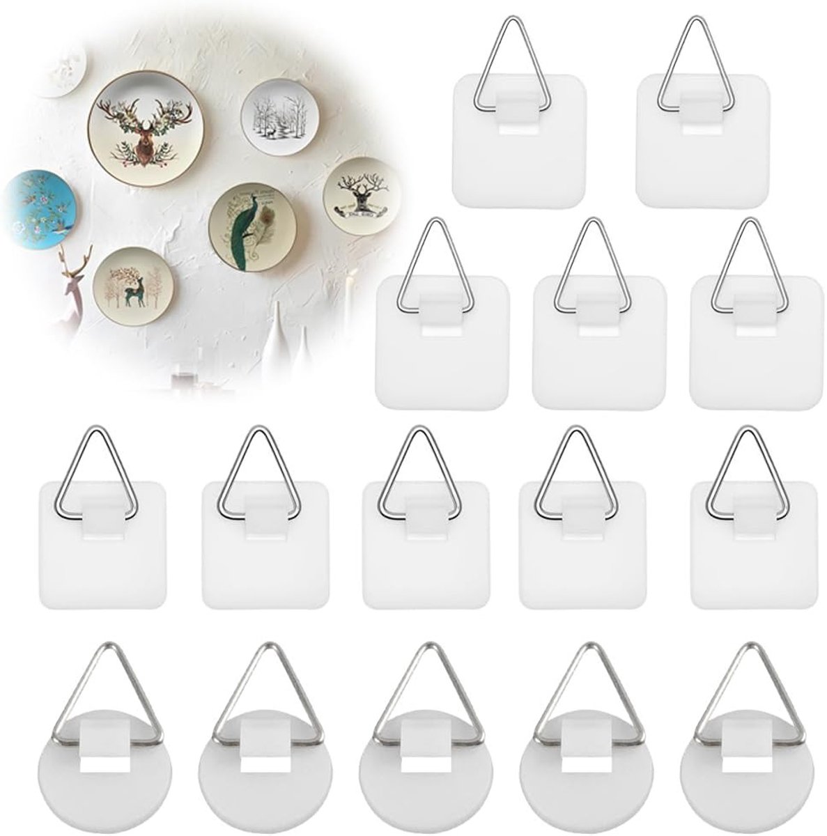 Set van 15 Zelfklevende Haken voor Foto's, Ideaal voor Muurdecoratie en Organisatie, Kleur Wit