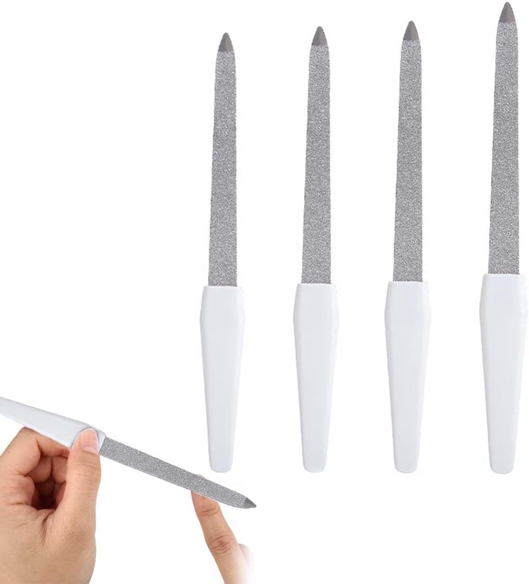 Set van 4 professionele nagelvijlen (14.1/14.9/15.4/17.2 cm) voor manicure en pedicure, ideaal voor natuurlijke nagels, hoogwaardige vijlenset voor glanzende nagels.