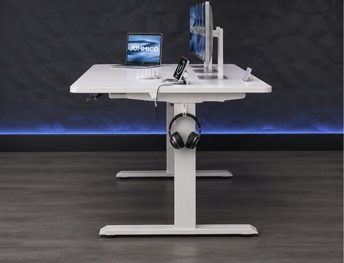 Elektrisch Bureau Hoogte Verstelbaar 160x70 cm met USB en Memory Functie – Zit Sta Bureau Verstelbaar 73–118 cm, Stabiel Frame, Stil Motor – Wit – Vermissen