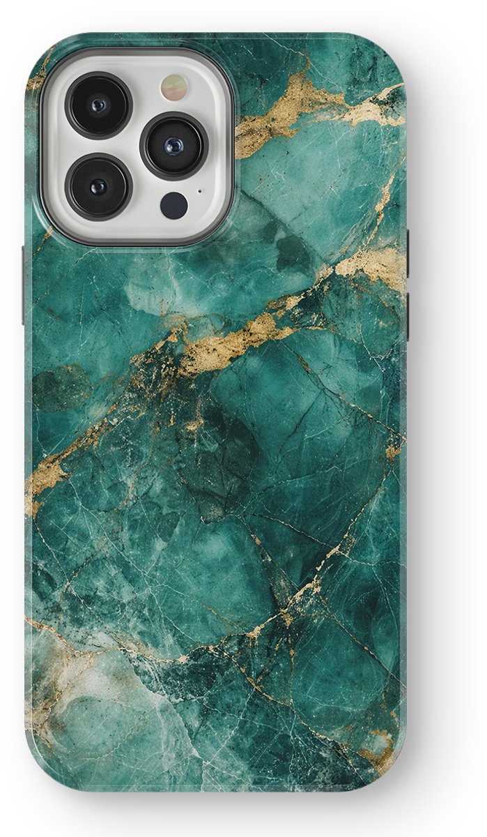 DripCase Hoesje geschikt voor iPhone 13 Pro Marmer | Marble Moods | Magnetisch Opladen | 2-in-1 Ontwerp | Luxe Marmeren Case geschikt voor iPhone 13 Pro Emerald Tide Marble