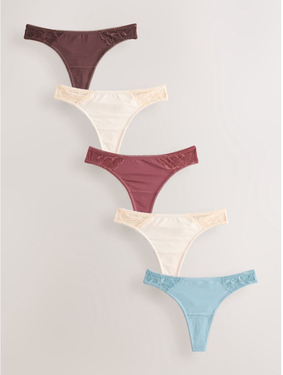 Next - Dames - Set van 5 modal strings met kant - Roze