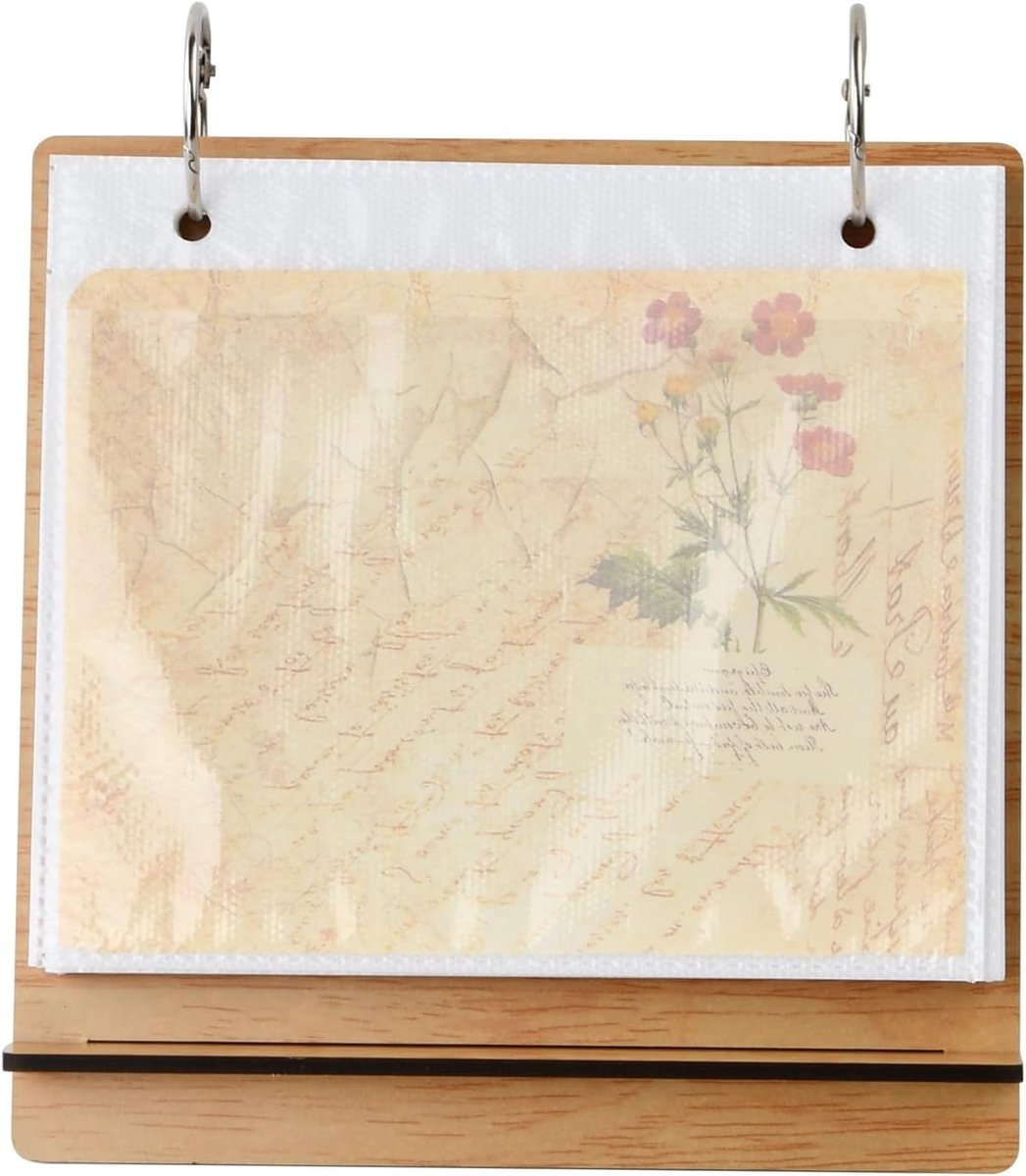 Houten Fotoalbum met Vouwframe, Tafelkalender en Compacte Stand voor Foto's, Perfect voor Herinneringen en Decoratie