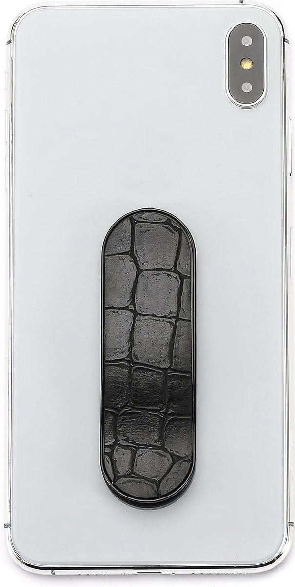 Smartphone Finger Holder voor Betere Grip - Mobiele Telefoon Ring, Handvat en Standhouder (Krokodillenserie - Zwart)
