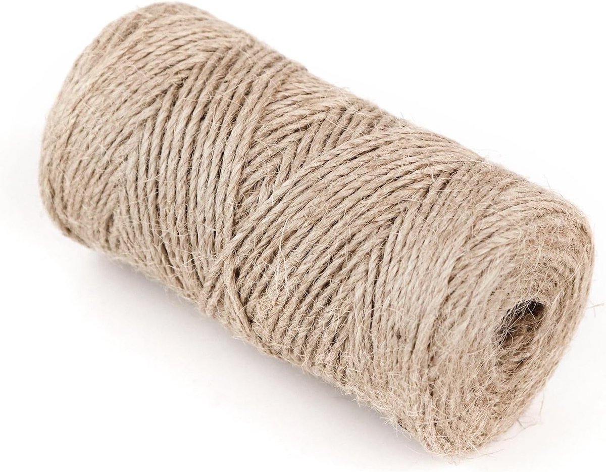 Jute Touw 2mm x 100m - Natuurlijk Bruin Jute Touw voor Creatieve Projecten, Tuinieren en Decoratie