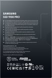 Doos van de Samsung SSD 9100 PRO met garantie- en certificeringsinformatie.