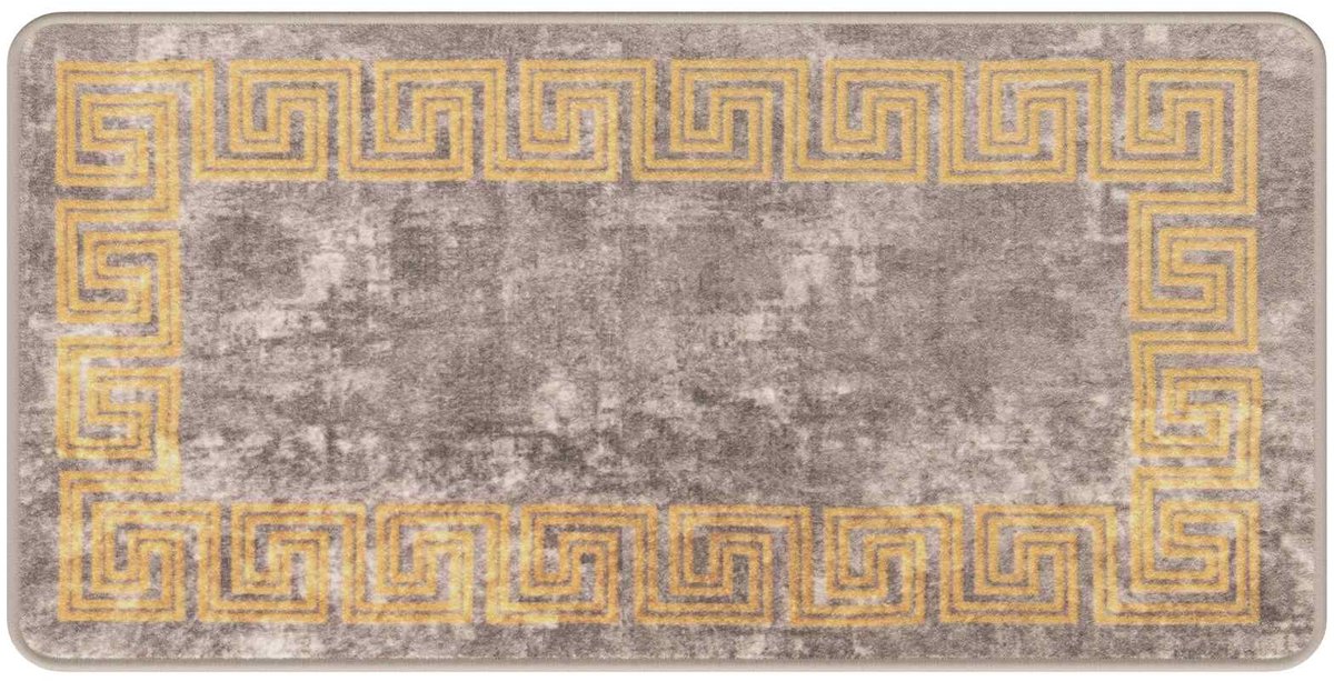 vidaXL Tapijt - Runner - MARSA - Grijs - en - Goud - 50 - x - 100 - cm - Polyester - en - PVC