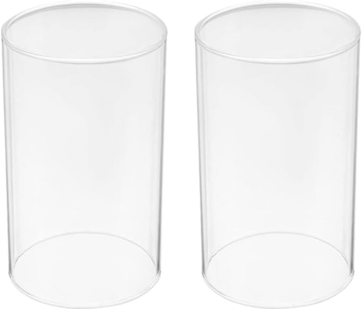 Set van 2 winddichte kaarsenhouders van glas - Cylindervormige tealight glazen voor sfeervolle verlichting - 20x8 cm