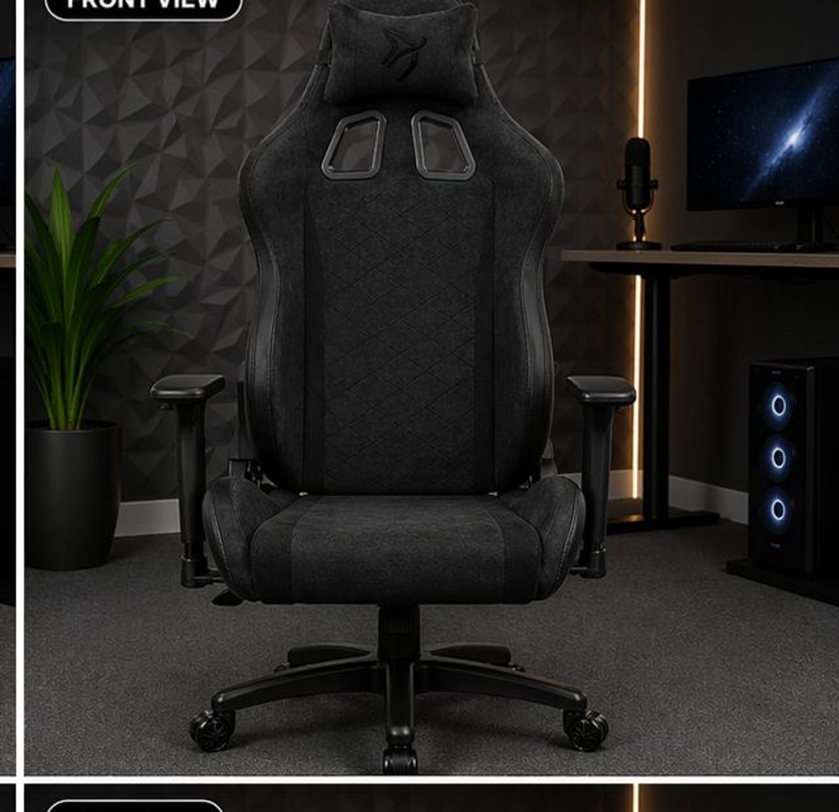 Gaming stoel ergonomisch verstelbaar stof met ligfunctie en 3D armleuningen 165° rugleuning 120 kg draagvermogen donkergrijs – Vermissen