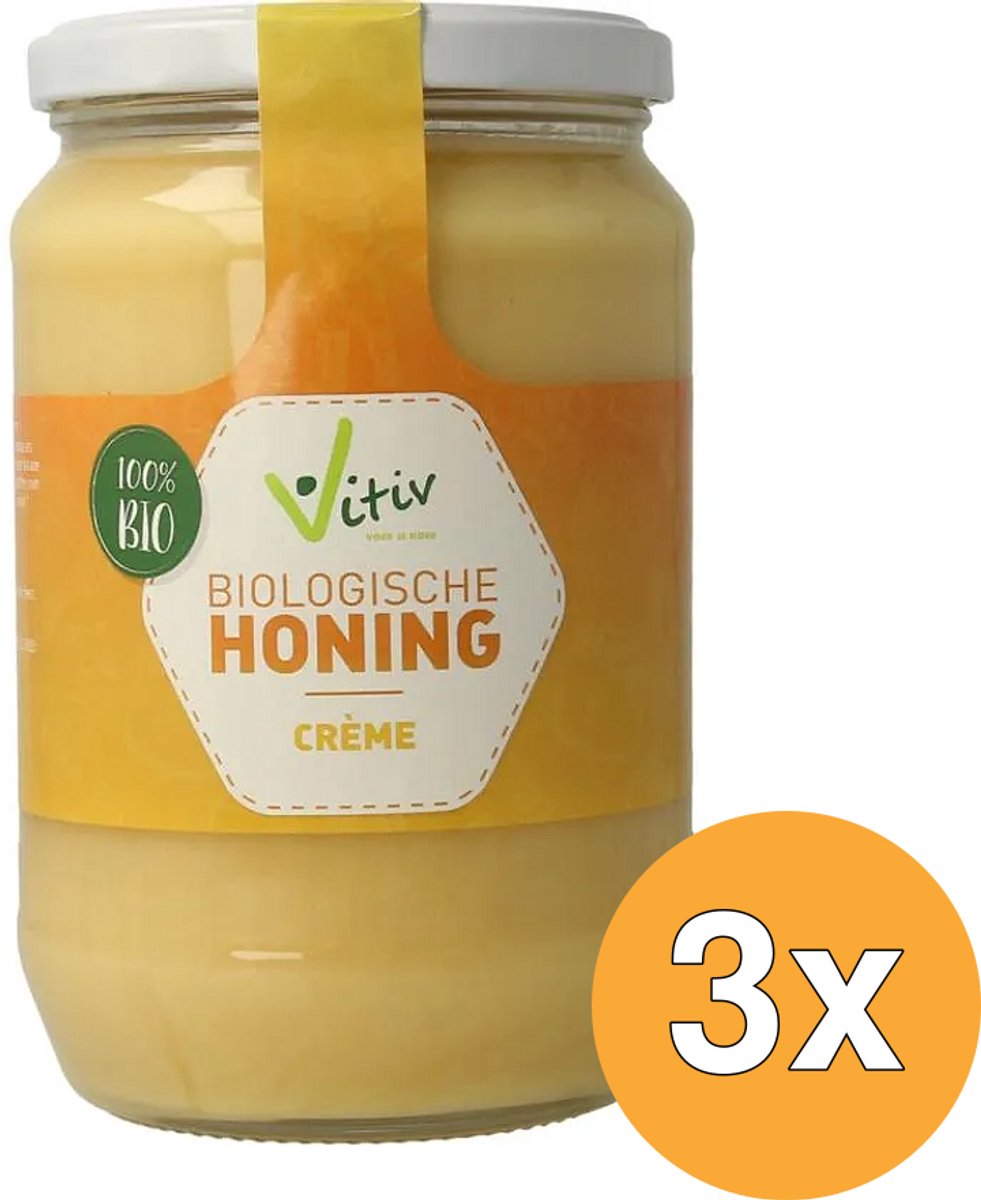 3x Vitiv Honing Creme Biologisch (900 gr)