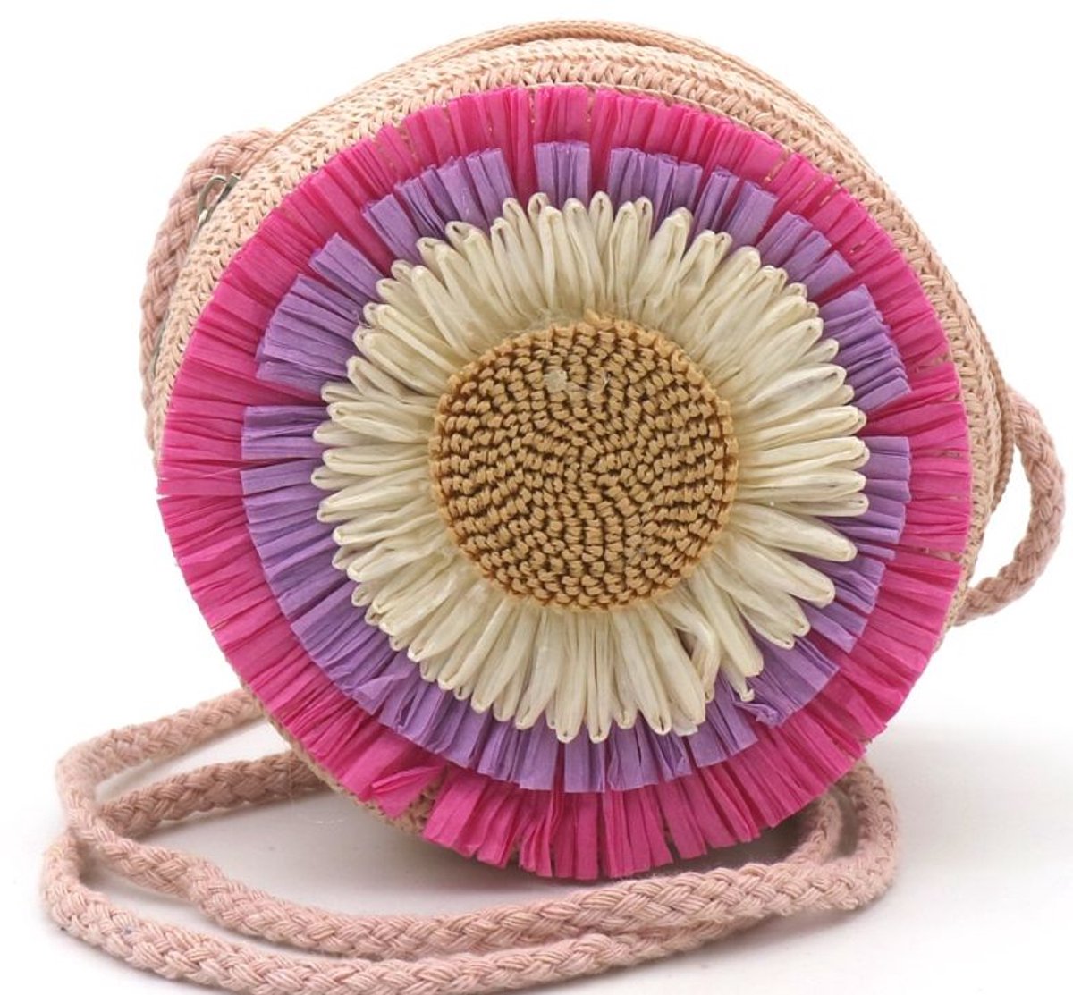 She life style - Geweven tas voor kinderen - bloem -12,5 x 7 cm - roze