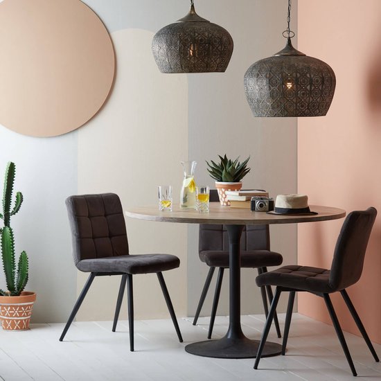 Light & Living Hanglamp Emine - Bruin - 43.5x43.5x40.5cm - Modern - Hanglampen Eetkamer, Slaapkamer, Woonkamer
