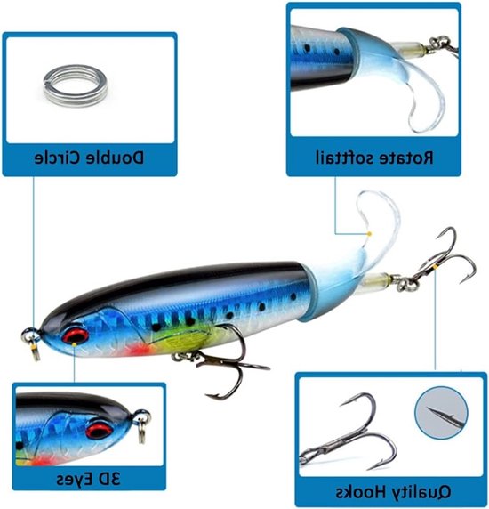 Set Topwater Wobblers Vissen Hengelsport Kunstaas - 4 Stuks — afbeelding 3