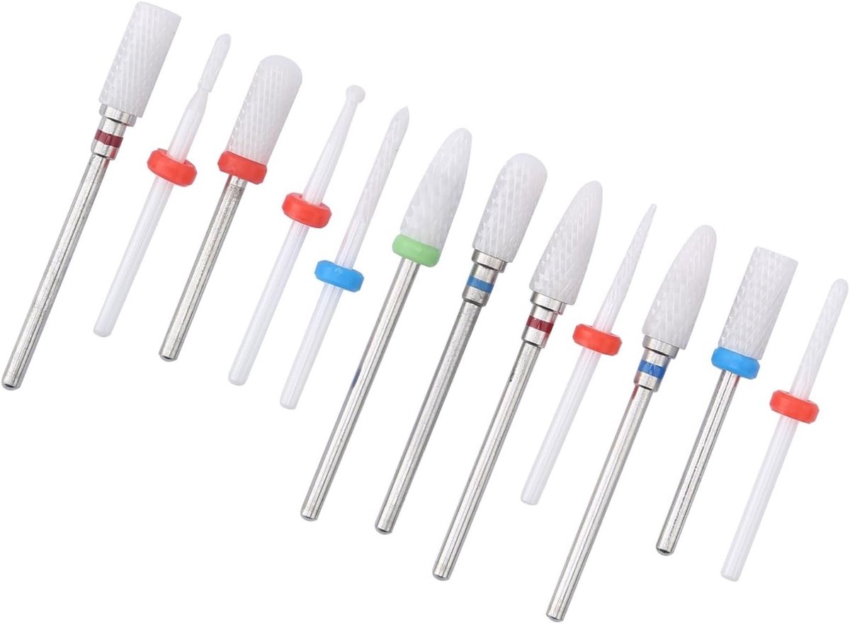12-delige set keramische frezen voor elektrische manicure en pedicure, ideaal voor nagelverzorging en -styling