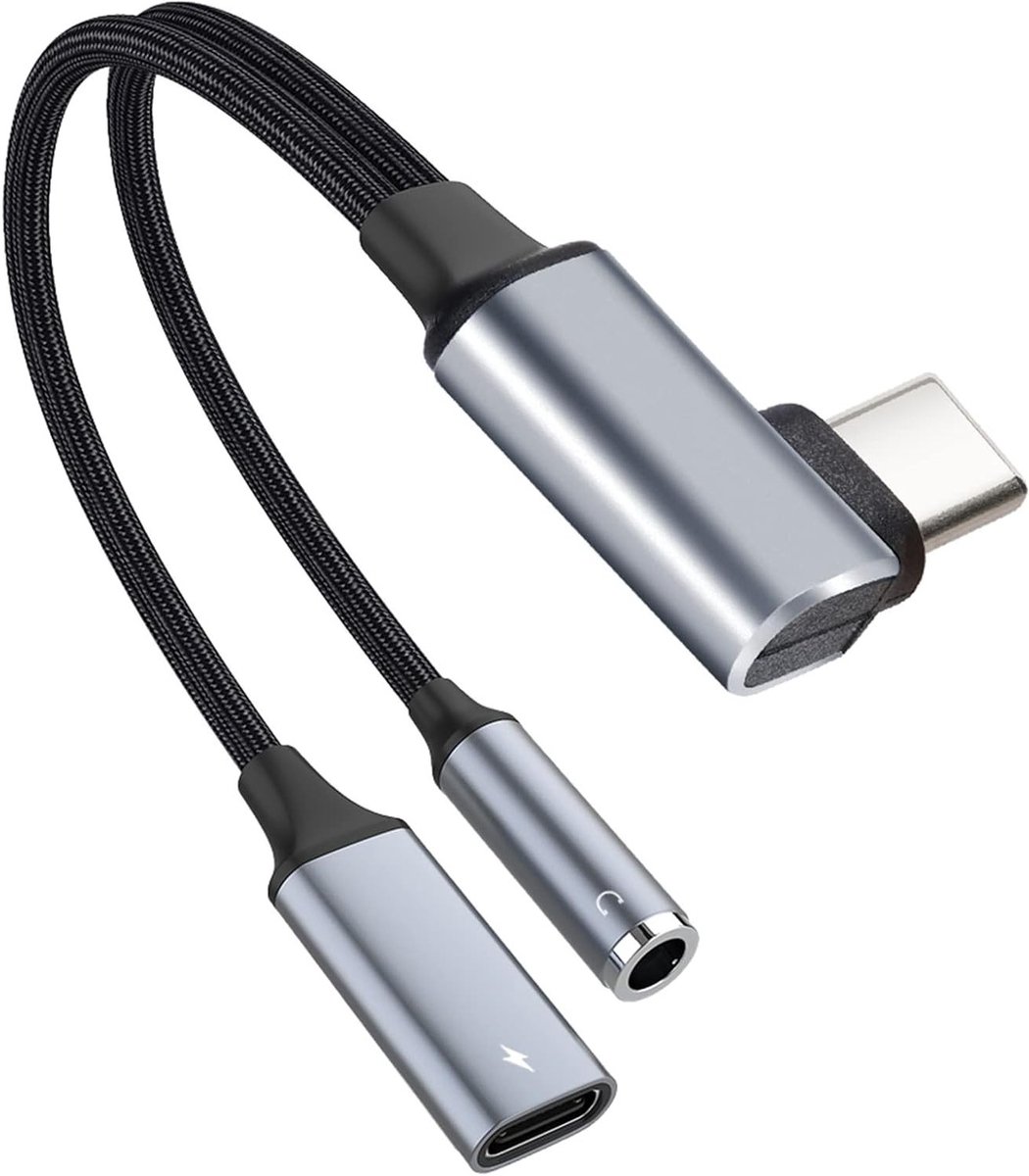 USB C Jack Adapter 90 Graden Hoek naar 3.5mm Koptelefoon Adapter, Aux Audio Adapter met DAC Chip voor Samsung Galaxy en Huawei Smartphones