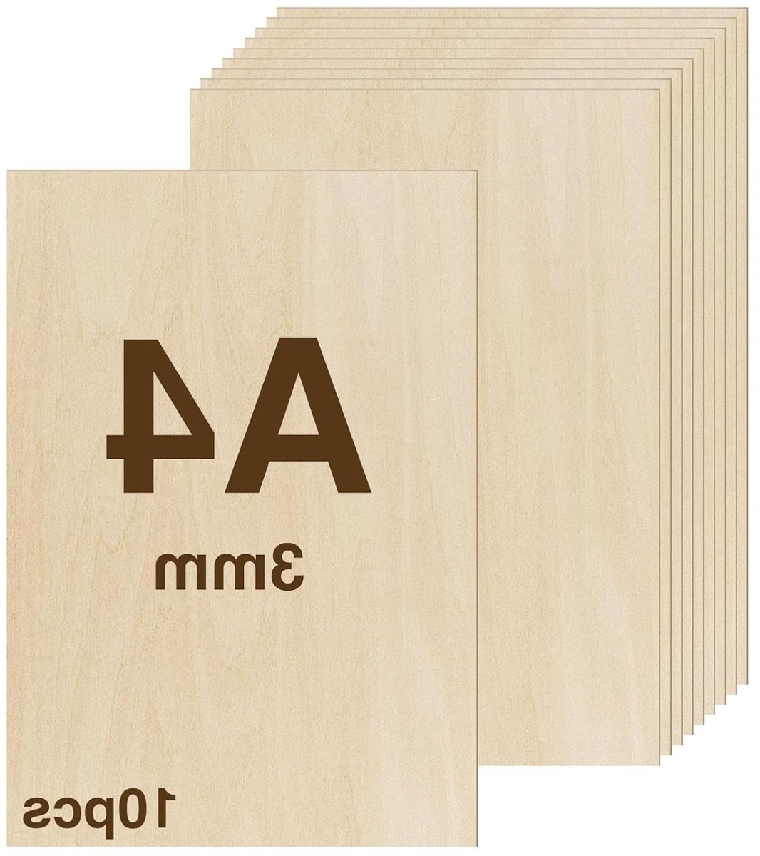 10x A4 Plywood Platen 3mm voor Houtbewerking, DIY Projecten, Laserbewerking en Pyrografie - 300x210mm Houten Platen voor Creatieve Klussen