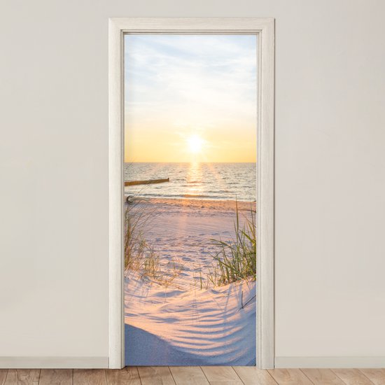 Sticker pour porte Plage - Soleil - Dune - Herbe - Sable - Horizon - 75x205 cm - Door Poster