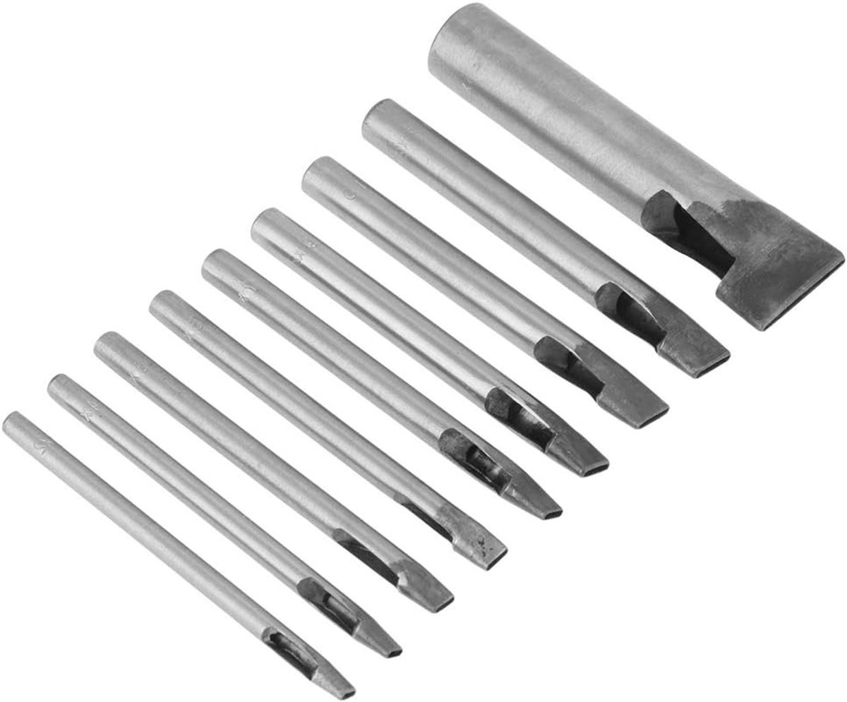 Ronde Leren Gatpons Set van 9 Stuks - 2mm Gereedschap voor Riemen, Horlogebanden en Stoffen DIY Projecten