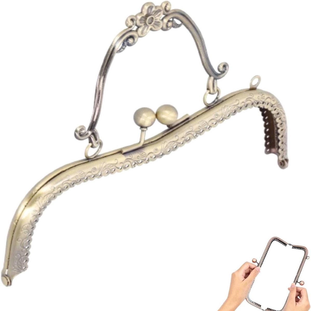 Retro Kussluiting Portemonnee Frame voor DIY Handwerk, Tas Maken en Portemonnee Ontwerpen - 8.1 Inch Metaal