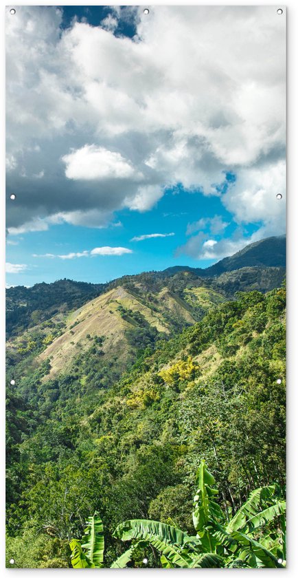 Affiche de clôture Paysage de montagne en Jamaïque - 100x200 cm - Toile jardin