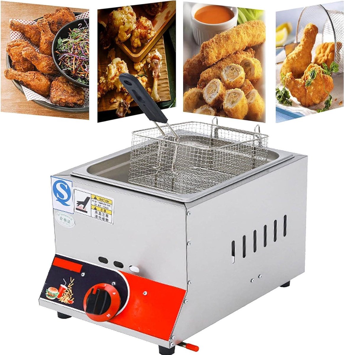Gasfriteuse Dubbel - Friteuse met manden - Thuis Frituren - Roestvrij staal - 22 liter - Zilver