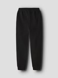 Zwarte joggingbroek, achterkant, met elastische tailleband en boorden