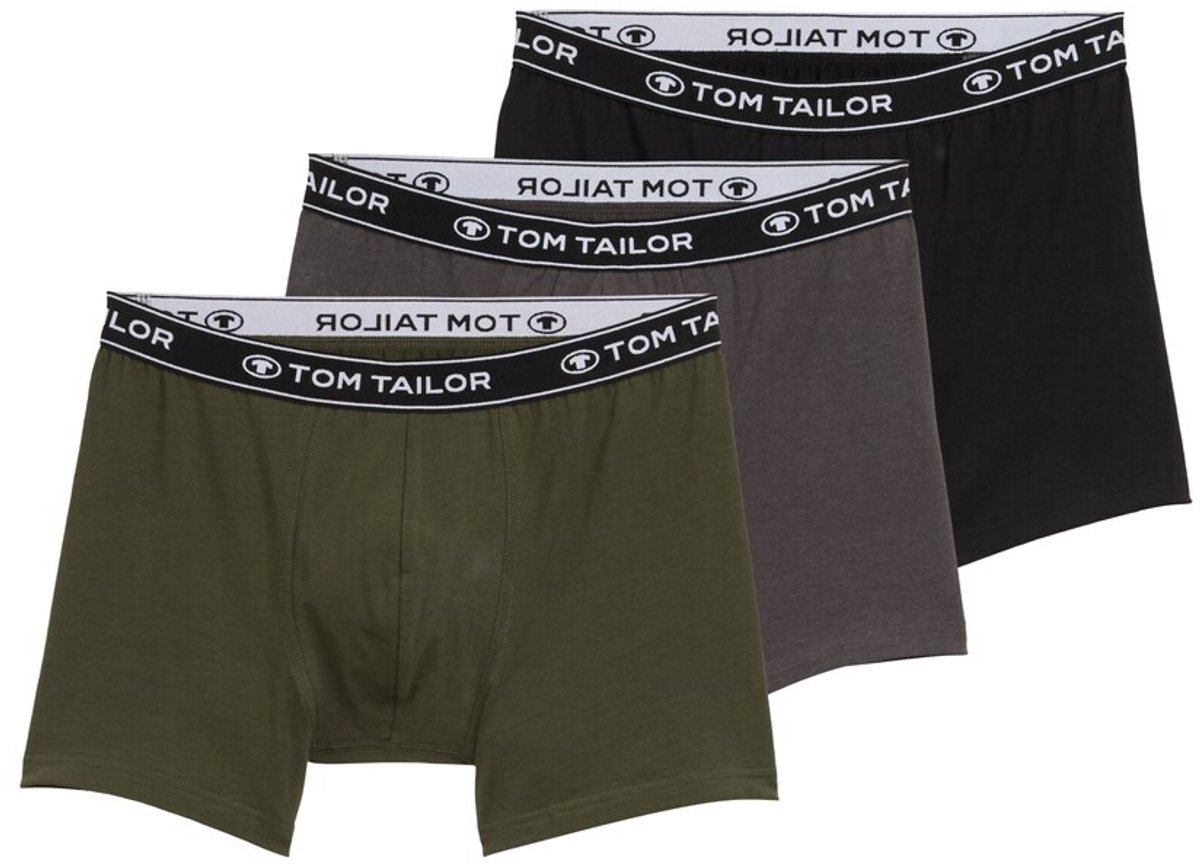 Tom Tailor - Halflange boxershorts in een 3-pack - Maat XXL - green melange