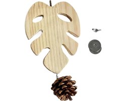 Houten Vogel Zitstok - Vogel Standaard Papegaai Baars - Vogel Training Oefening - Bladvorm Natuurlijke Grip - 10-14 cm - Groen