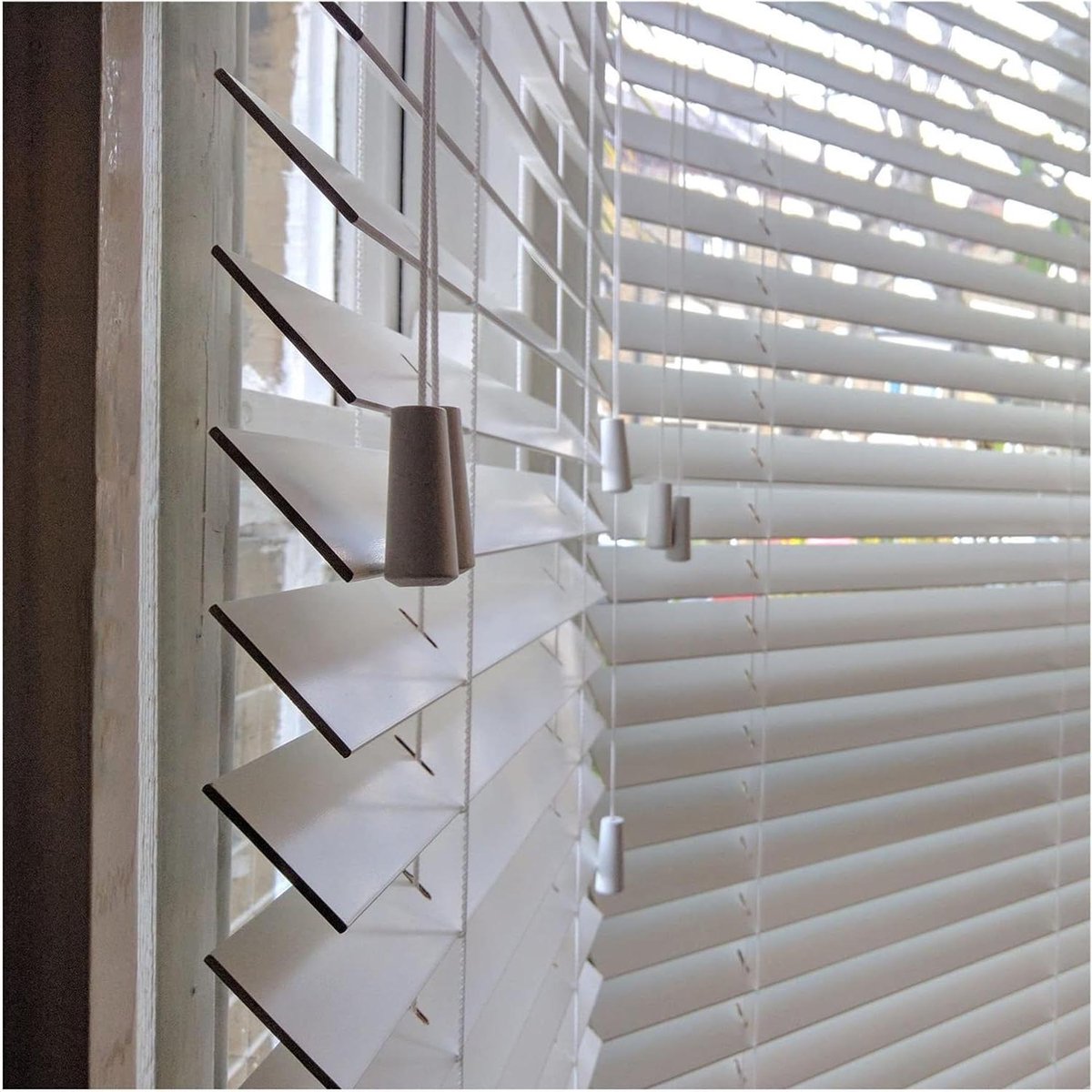 Houten Jaloezieën - Houten Blinds - Lichtregeling - 50mm Lamellen - 175x200cm - Wit