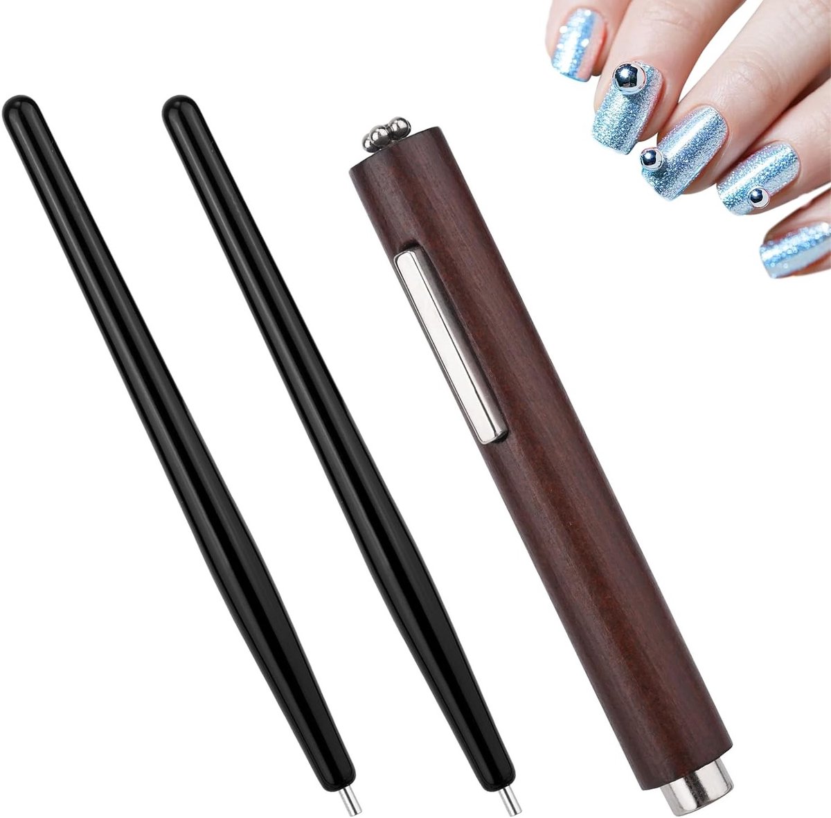 Professionele 3-in-1 Cat Eye Magnet Tool Set voor Nagels - Magnetische Pen en Houten Handvat voor DIY en Studio Gebruik