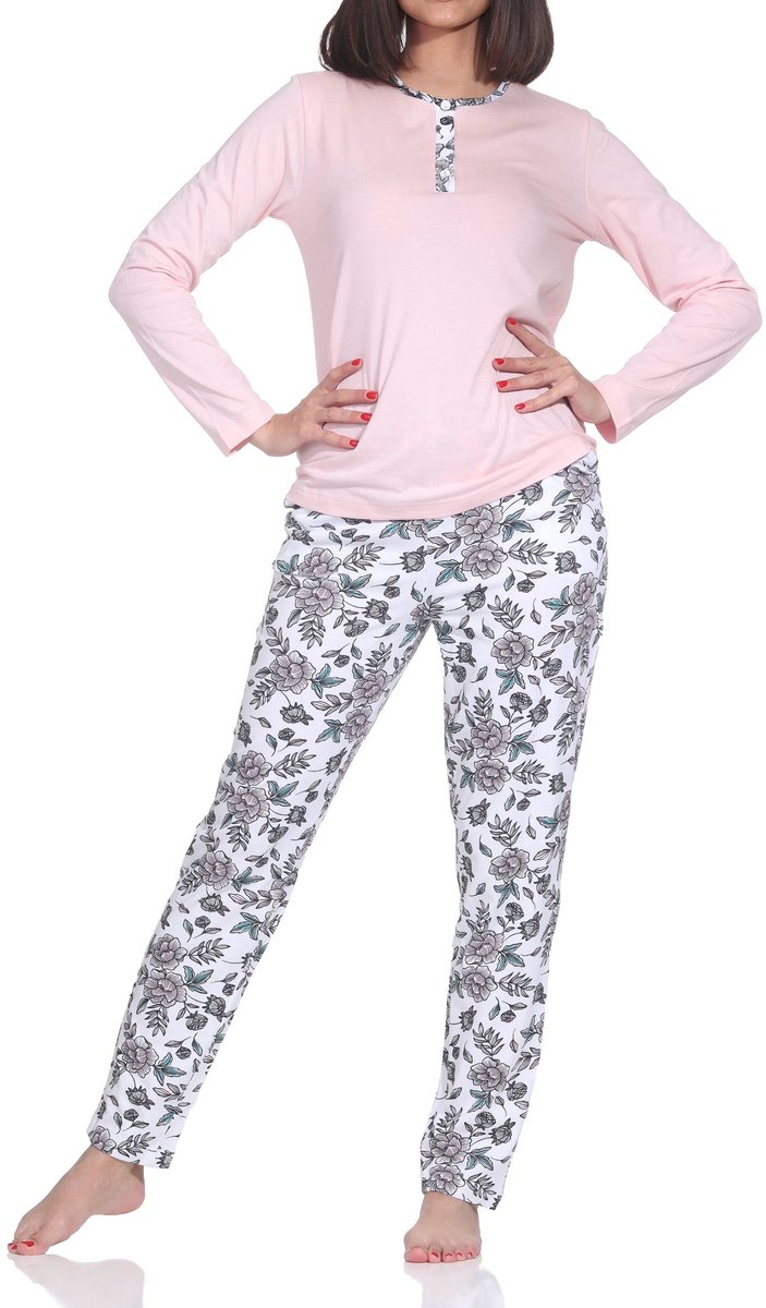 Normann Prachtige damespyjama met broek in bloemenprint - ook in oversize rosa