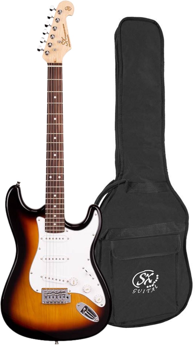Elektrische gitaar - SX ED1 - ST-model - 3x Single Coil - Vintage Tremolo - 22 frets - Sunburst - Inclusief gigbag