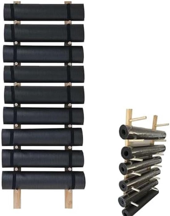 Yogamat Opbergrek - Mattenhouder Fitness - Ruimte Organiseren - Meerlaags Ontwerp - 6 Lagen - Houtkleur van Merkloos — afbeelding 2